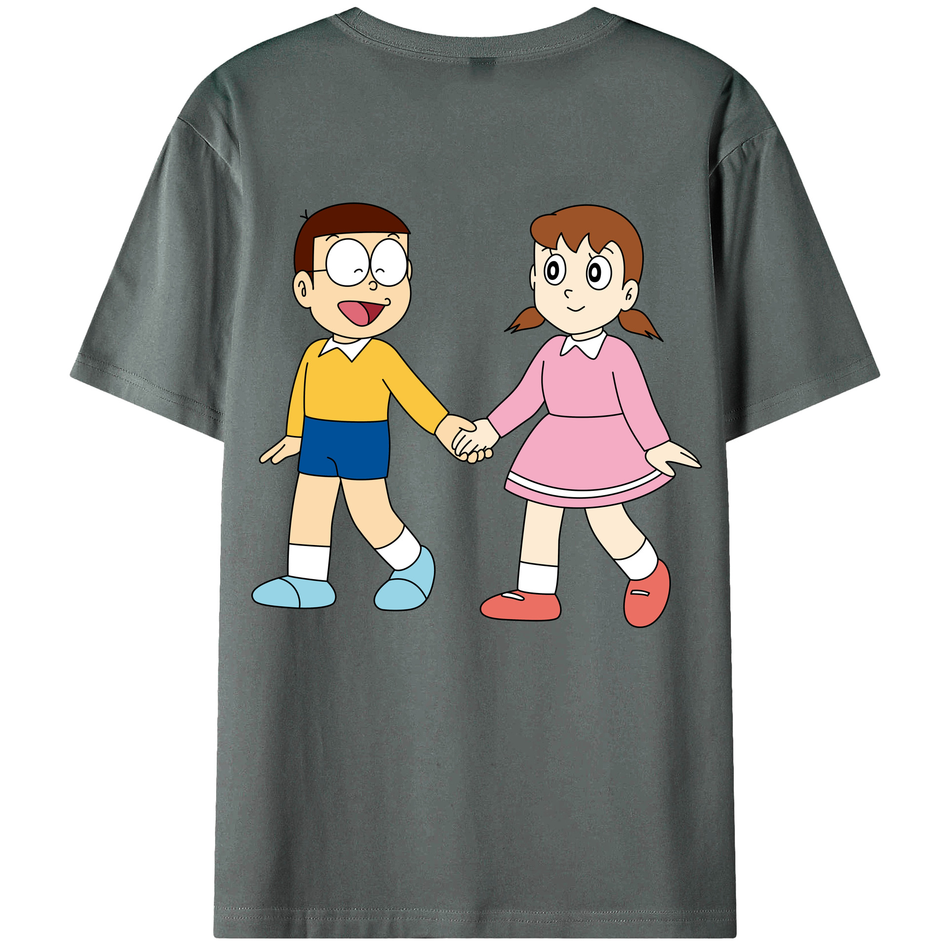 （画像用） ドラえもん 野比 のび太 Doraemon Nobita Nobi 綿100％ メンズ半袖Tシャツ（バックプリント） 通気性